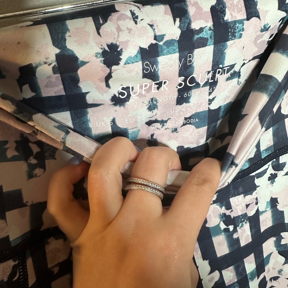 Sweaty Betty Super Sculpt 7/8 Workout Leggings in Flower Check Print - Picture 5 of 7
